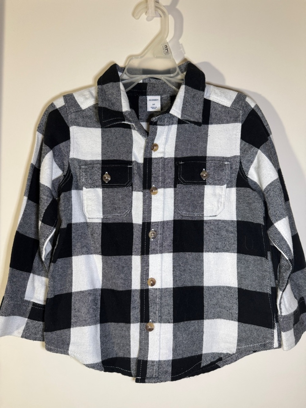 Old Navy Black and White Plaid Button-Down Shirt